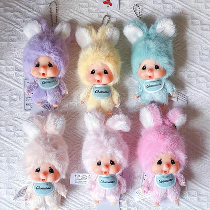 Monchhichi Keychain Cartoon Backpack Hanging Charms Cute Monchichi Doll Pendant Birthday Party Gifts 몬치치 키링