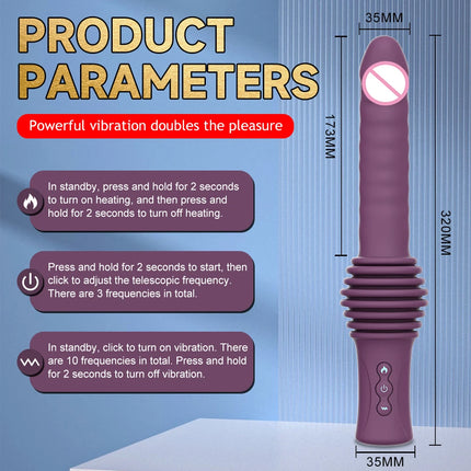Telescopic Dildo Vibrator G-Spot Clitoris Stimulator Massager Orgasm Thrusting Retractable Vaginal Sex Toy for Adult Women