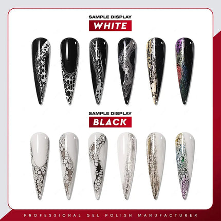 JTING Nail Polish Lace Gel Uv Semi-Permanent Nail Polish Varnish Salon Gel Nail Polish Black/White Nail Gel Abstract Gel Nail