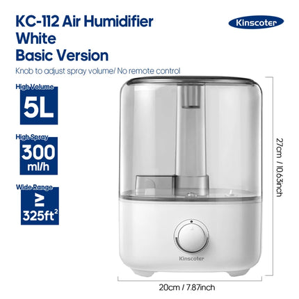 5L Air Humidifier Professional Large Capacity Home Air Humidifiers Ultrasonic Water Mist Diffuser Kinscoter Brand