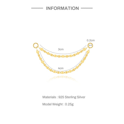 CANNER 1PC 925 Sterling Silver Chain Tassel Piercing Earrings Chain Charm Accessories For Woman Shiny Earring Fine Jewelry Gift