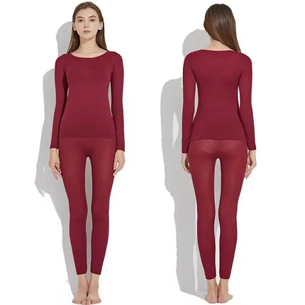Women traceless thermal underwear set unisex intimate pajamas ultra-thin winter constant temperature long sleeve lingerie 2 piec