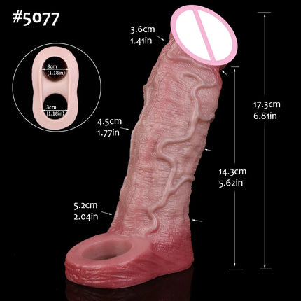 FAAK 10 Mode Remote Control Vibrator Realistic Penis Sleeve Male Sex Toys for Men Penis Enlarger Thicken Dildo Cock Ring