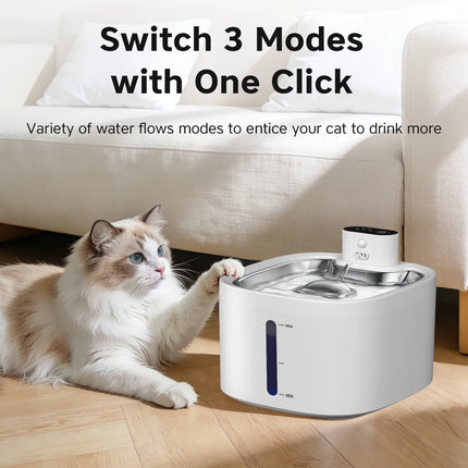 Wireless Cat Water Fountain 3.5L Pet Water Dispenser 4000mAh Long-Lasting Battery Life Stainless Steel Tray and Motion Sensing