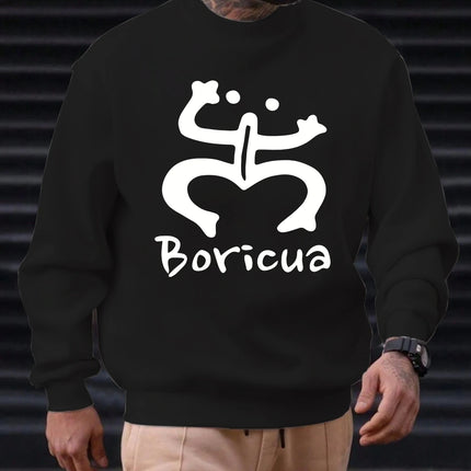 2025 Men's 100% Cotton Crew Neck Sweatshirt Boricua Art Print Cultural Elegant Premium Soft Comfortable Trendy Casual Daily Top