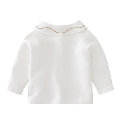 Baby Lapel Long Sleeve T-shirt New Pure Cotton Base Layer Top For Infants Toddlers