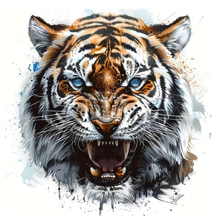 Vibrant Tiger Head Vinyl Decal Stickers, Bright Wall for Home, Cabinet, Door,Refrigerator Decoration, Vinyl Car Decals, Art Wall
