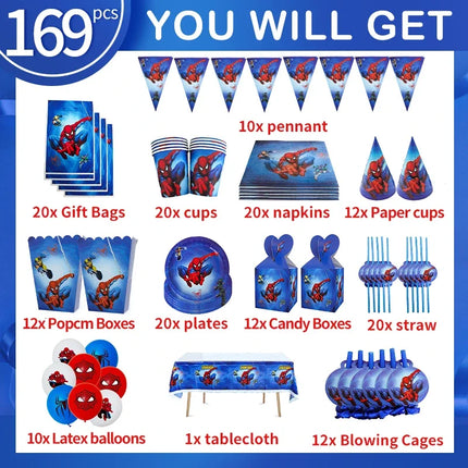 Spiderman Birthday Decor Superhero Theme Spider Birthday Party Decorations Paper Napkins Background Balloons Kids Party Supplies