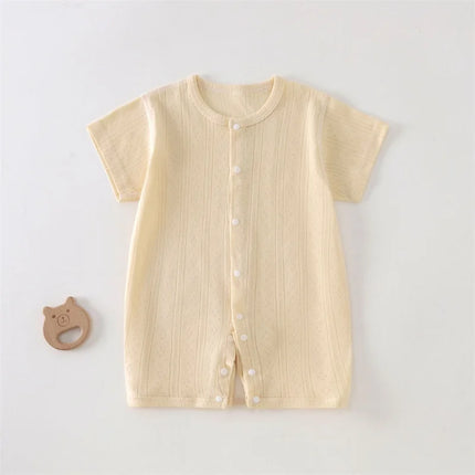 Baby Short Sleeved Jumpsuit Summer Newborn Breathable Mesh Air Conditioning Suit Boys Girls Infant Thin Sleepwear Crawling Suits