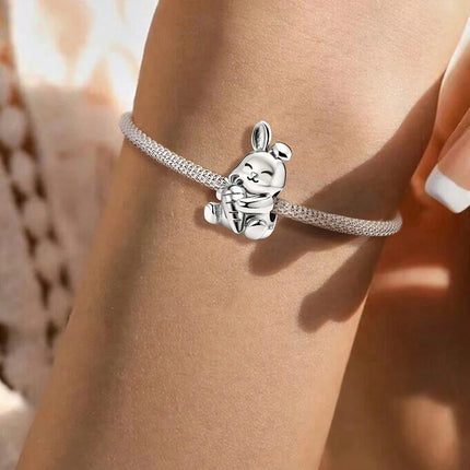 925 Sterling Silver Hedgehog Dinosaur Animal Series Spot Dog Charms Beads Fit Original Pan Bracelet High Quality DIY Jewelry