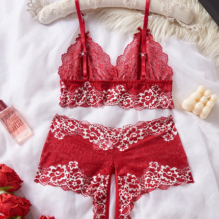 Lace Contrast Color Lingerie Bra And Panties Sets Underwear Set Women Suits