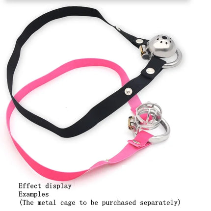 Adjustable Male Chastity Cage Anti-off Device with Elastic Band Auxiliary Belt - Scrotum Support Ring Underwear Rope Sex Toy