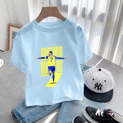 New Summer CR7 Print Cotton Boys Girls T-shirt Cristiano Ronaldo Clothing Fashion Outdoor Casual Fashion Sports Tees Top T-shirt