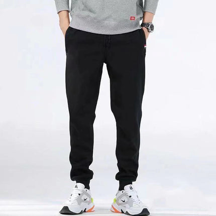 Winter Men's Cotton Tight Track Pants Fleece-Lined Thick Lambskin Knitted Sweatpants Casual Pants Men's Factory Direct Supply