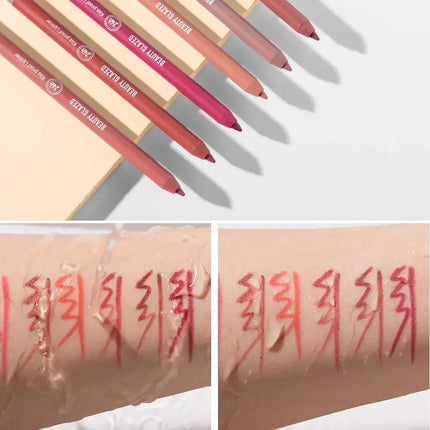 BEAUTY GLAZED 2 Pcs  Lip Liner Set Long Lasting Waterproof Lipliner Matte Velvet Lipstick Pen Lip Makeup Cosmetic Smudgeproof