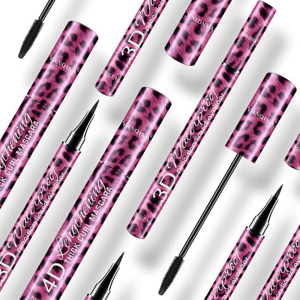 YANQINA Mascara with Eyeliner Combo Black Slim Drawing Line Smooth Definition Long Lasting Waterproof Eye Makeup 2 Pcs Set