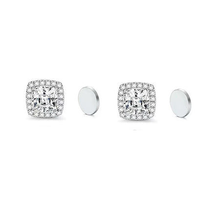 ZAKOL New 1 Pair Buling Cubic Zirconia Stainless Steel Magnetic Ear Clip Simple Fashion No Piercing Stud Earrings for Women Men