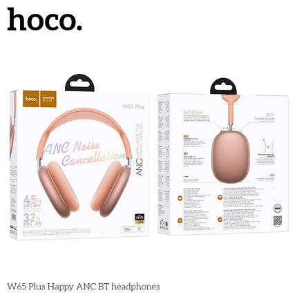 HOCO W65 Plus ANC Noise Reduction Bluetooth Headphones Over The Ear Wireless Big Earphone Hifi Sounds Sport Headsets With Button