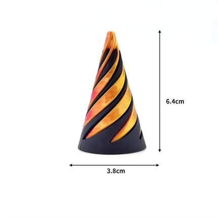 3D Printed Spiral Cone Toy Impossible Pyramid Passthrough Sculpture Pass Through Pyramid Toy Mini Vortex Thread Illusion