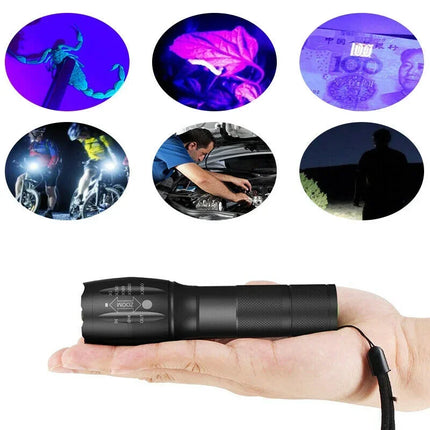 2 IN 1 UV Flashlight Purple White Dual Light 395nm Ultraviolet Torch Zoom Flashlight Detection Lighting Lamp for Pet Stains