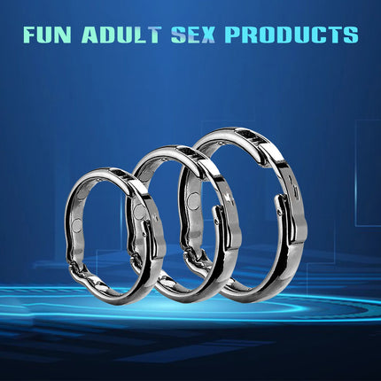 Magnetic Metal Cock Ring Adult Sex Toys Delayed Foreskin Rings Erection Semen Lock Ring Erotic Products Adjustable Penis Circle