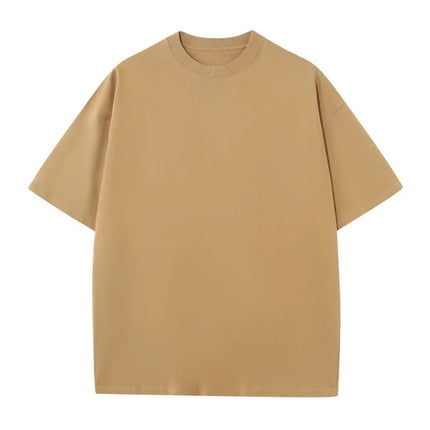 230G M-5XL Solid T Shirt 100% Cotton Gym Sport Fitness Loose Large Size Men Short Sleeve Running Shirt Men Workout Training Tees