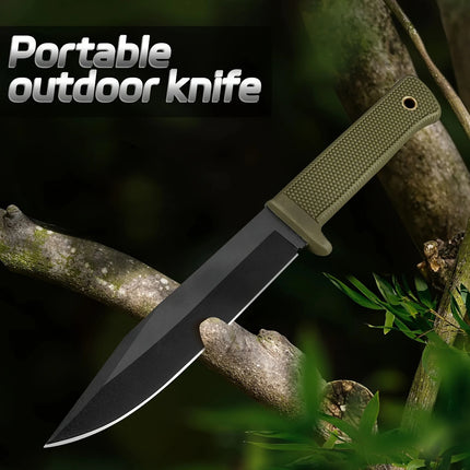 High-hardness outdoor straight-blade knife, full-body integrated high-end survival tool for camping, easy to carry, fruit knife
