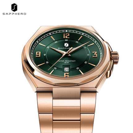 SAPPHERO Luxury Men's Watches Date Display Stainless Steel Watch Strap Men's Gifts Travel Essentials Waterproof Wristwatch