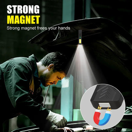 LED Keychain Flashlight Rechargeable 550LM Portable Mini Torch Pocket Lantern Flood Work Light With Magnet For Emergency