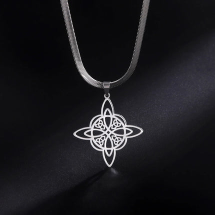 Lucktune Witch Knot Pendant Necklace Stainless Steel Snake Chain Necklace For Women Vintage Lucky Wicca Jewelry Party Gifts Sale