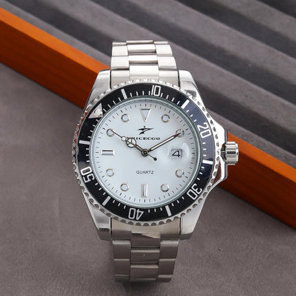 Men's Quartz Sports Watch - Stainless Steel Strap with Date Display for Casual Daily Wear, Fashionable Business Elegant Design