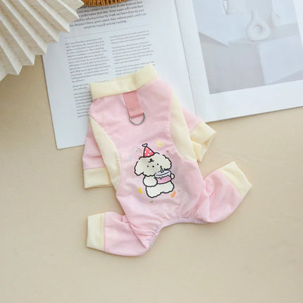 Pet Cool Breathable Cool Clothes Cat and Dog Ice Silk Cooling Four Leg Clothes Strap Traction Rope Buckle Outdoor Dog Clothes