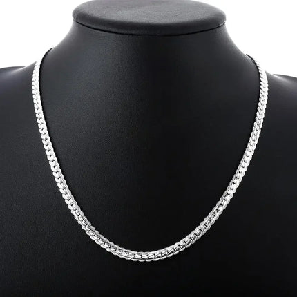 Fine Top Brand Silver Color 6mm Chain Necklace for Woman Men 16-24inch Fashion Wedding Party Jewelry Gift Dropshipping
