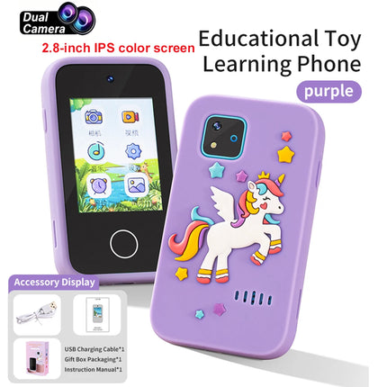 Kids Smart Phone Camera Toy 2.4in Touchscreen Unicorn Baby Multilingual With Music Digital Camera Toys for Girls Boys Age 3-8