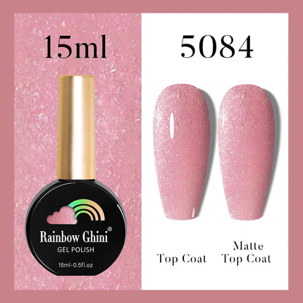 Rainbow Ghini 37Color Base Coat TPO/HEMA Free 15ml Fine Glitter Gel Polish For Manicure Nails Semipermanent Art Nail Supplies