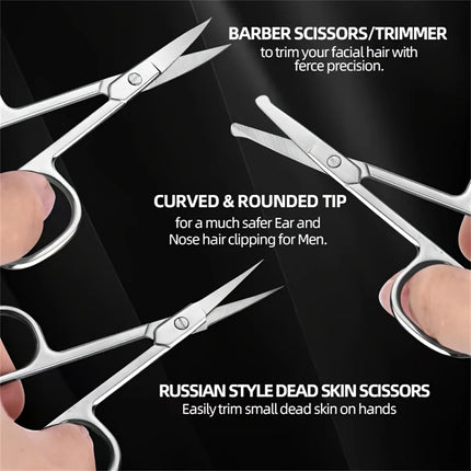 Stainless Steel Small Scissors, Curved & Rounded Blunt Tip for Eyebrows, Eyelashes, Beard Trimming, Moustache
