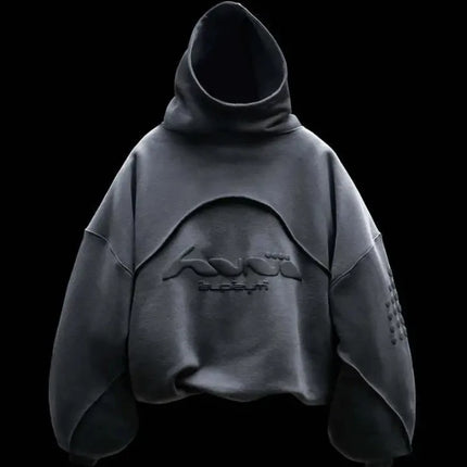 Aesthetic High Street Harajuku Hip Hop Rock Long Sleeve Pullover Contrast Stitching Creative Foam Printing Fashion Casual Hoodie