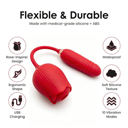 Thrusting G Spot Anal Vibrators Rose Sucking Sex Toys Dildo Vibrator for Women Stimulator Female Vibrating Egg Adult Toys,Gifts