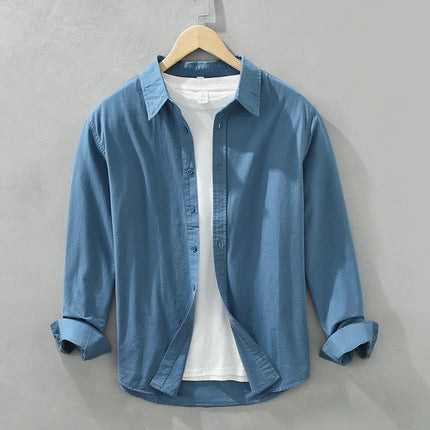 Men's Long-Sleeved Casual Shirt, Artistic Fresh Cotton Lapel Loose Shirt, Outdoor Camping Thin Coat, Cardigan Top