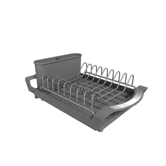Extendable Dish Drying Rack Space Saving Hollow Design Utensil Storage Holder Dinnerware Organizer Large Capacity Draining Tray
