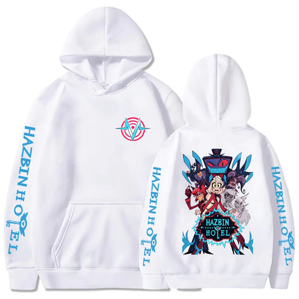Anime Hazbin Hotel Peripherals Vox Angel Dust Graphic Print Hoodie Harajuku Pullover Man Woman Loose Casual Oversized Sweatshirt