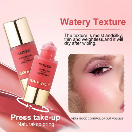 Dewy Natural Liquid Blush, Multi-Use Liquid Blush for Cheeks & Lips, Beginner-Friendly, Watery Pinkish Glow Makeup Effect