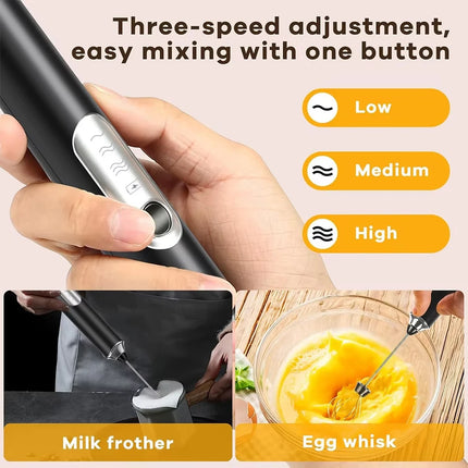 Wireless electric milk coffee mixer -3 speed egg beater suitable for latte cappuccino hot chocolate foam maker USB charging