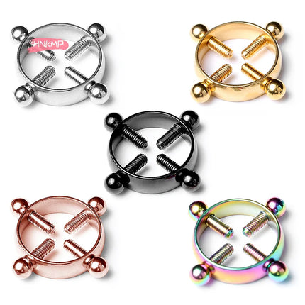 1Pcs Adjustable Stainless Steel Nipple Ring Clip-On Fake Nipple Piercing Jewelry for Women Various Colors Available
