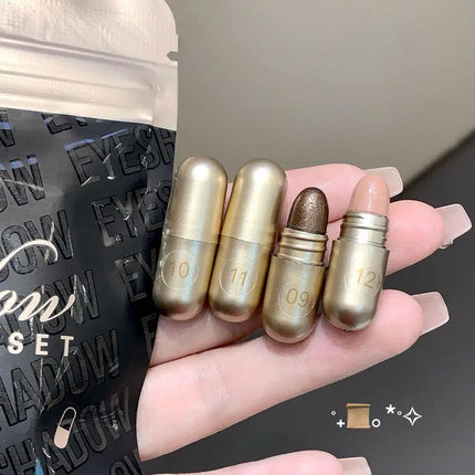 12colors Matte Eyeshadow MAGIC CASA Capsule Eye Set High-gloss Silkworm Small Golden Bean Not Easy To Smudge Brand Eye Makeup