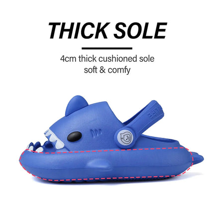 KIDMI Boys Girl Shark Slides Non-Slip Open Toe Cloud Sandals Cute Comfy Cushioned Thick Sole Slippers Cartoon Shower Slippers