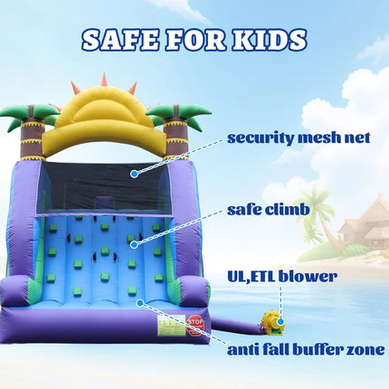 Inflatable Water Slide with Double Slide,100% PVC Commercial Grade Water Slide with Air Blower,Great for Outdoor Backyard Party
