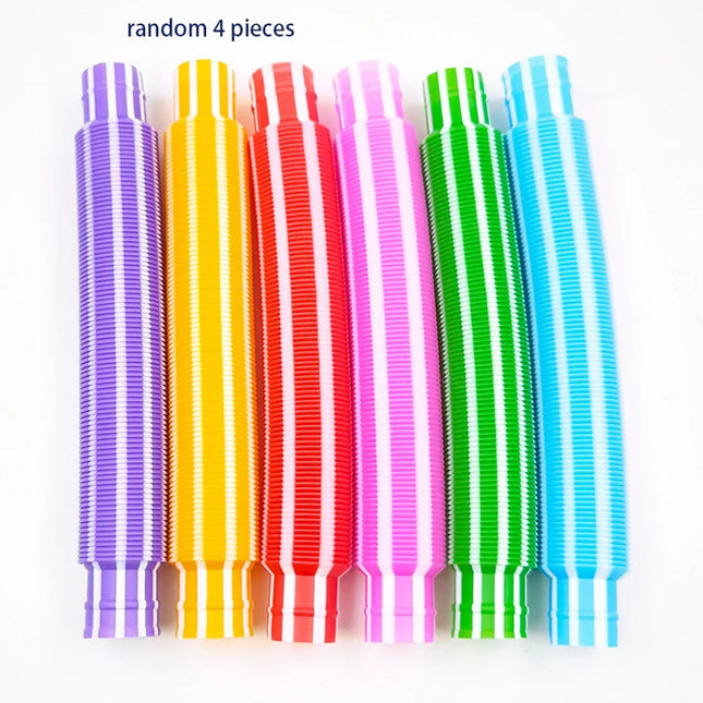 4 Pack Mini Tube Sensory Fidget Toy Colorful Heavy-Duty for Construction Building Educational Toys for Stress Autism ADHD