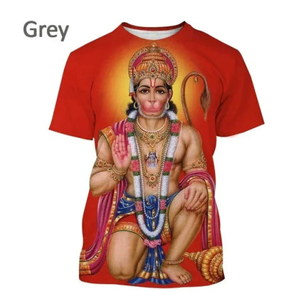 New Indian Monkey God Hanuman 3D Printed T-Shirt Men And Women Clothing Hindu Myth Figure Pattern Streetwear Top Tshirt Tees