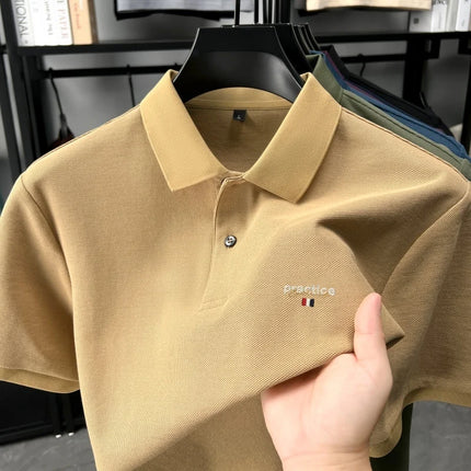 100% Cotton Luxury Brand Short Sleeve Polo Shirt Fashion Letter Embroidery Men's Summer Breathable Business Casual Lapel T-shirt